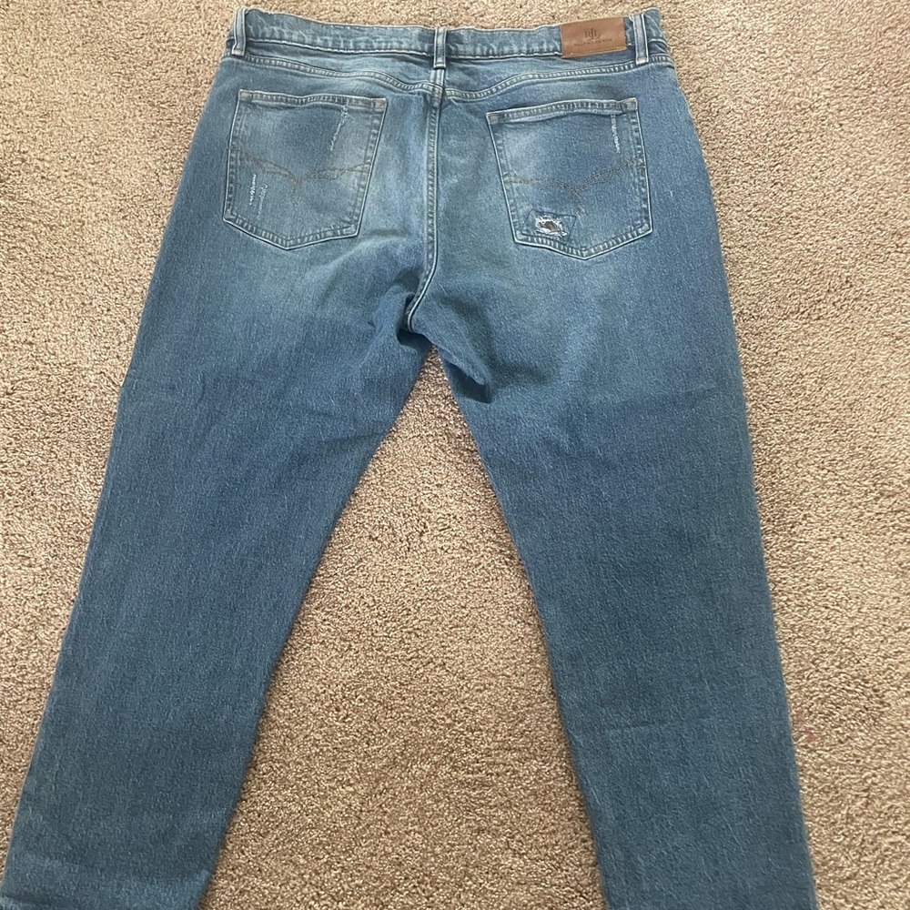 Ralph Lauren women’s size 16 Blue Patchwork Jeans - Casual Distressed Style - Picture 2 of 7